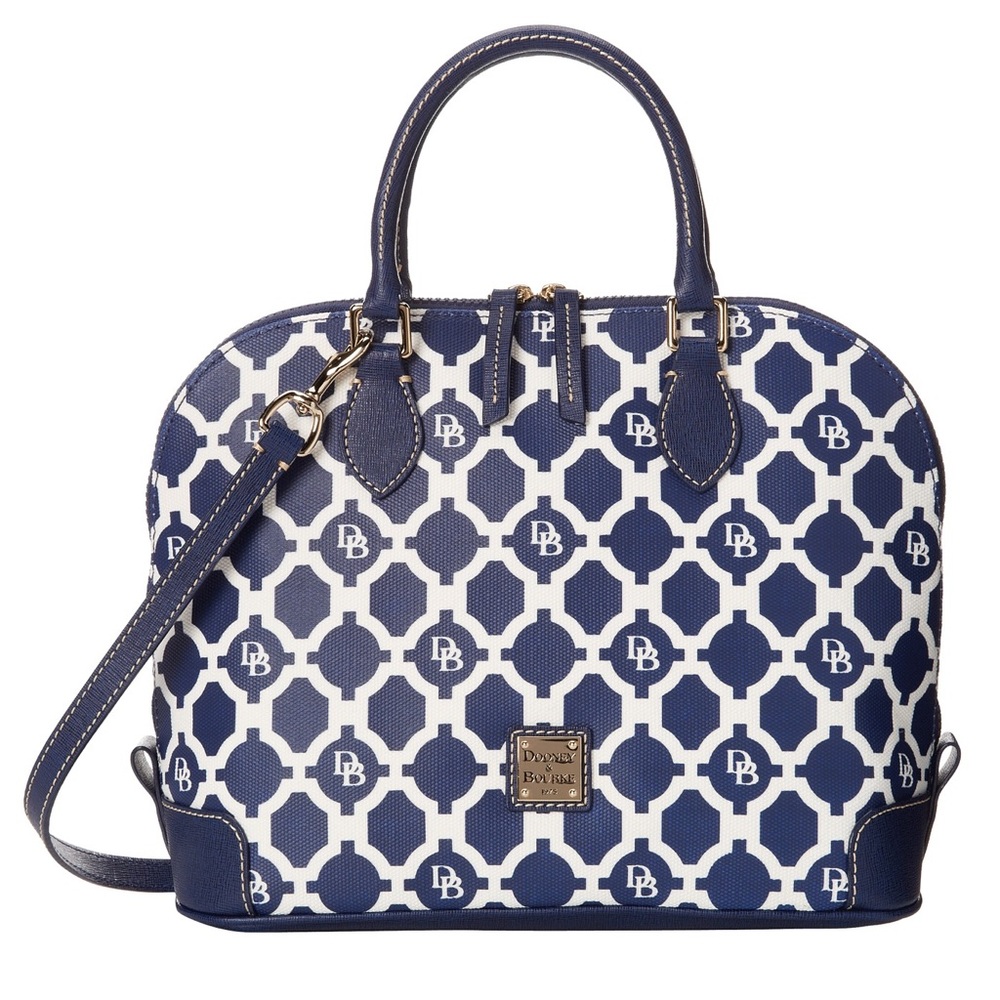 Dooney and Bourke canvas satchel in blue and white